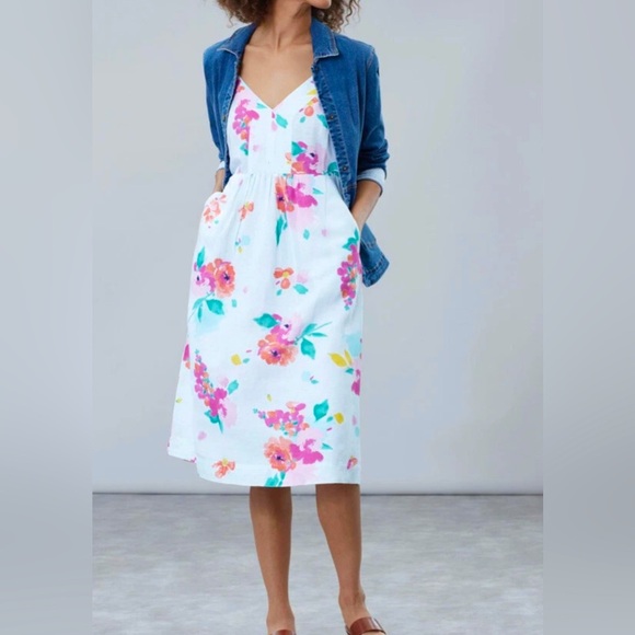 Joules ZOEY V NECK STRAPPY DRESS Aqua Stripe Rose Size US 8- NWT - Picture 6 of 10